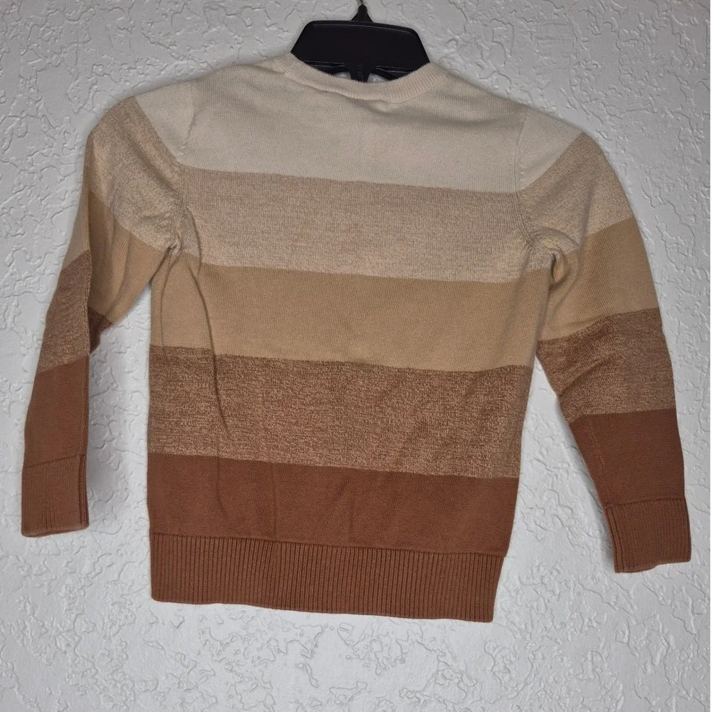 Childrens Place Boys Striped Crewneck Sweater Brown Tan Size 5/6